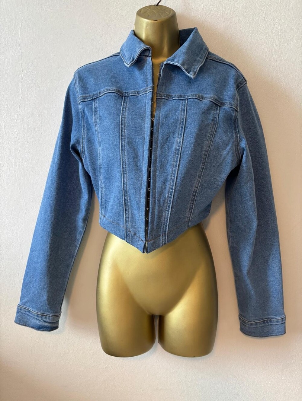 Cropped Blue Denim Jacket - Button Front